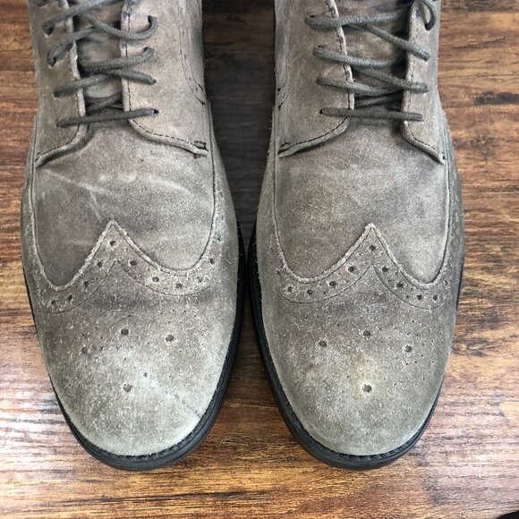 Mephisto Men's‎ Size 10 Oxford Gray Suede Leather Taupe Shoes Lace Up - Picture 2 of 10